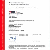 ISO 14001 & 45001 Managementsystem Rhomberg Bahntechnik AG CH