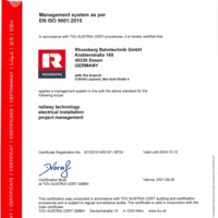 ISO 9001 Qualitätsmanagement Rhomberg Bahntechnik GmbH (D)